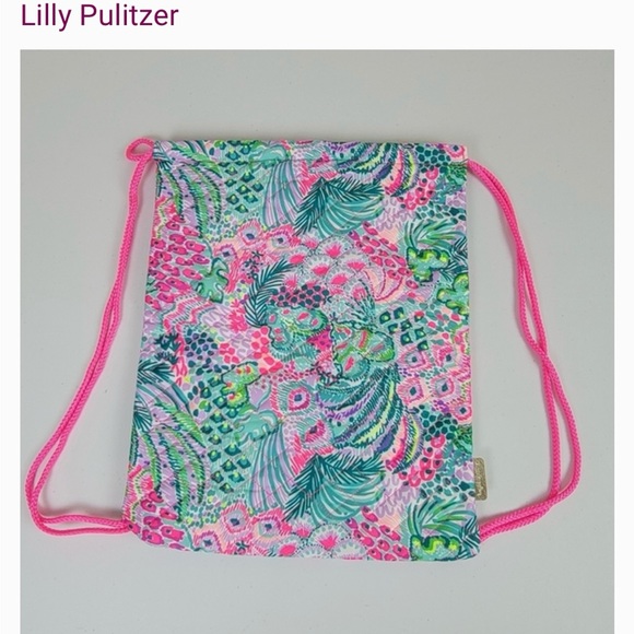 Lilly Pulitzer Handbags - Lilly Pulitzer Quilted Multi Color Banana
Split Drawstring Backpack